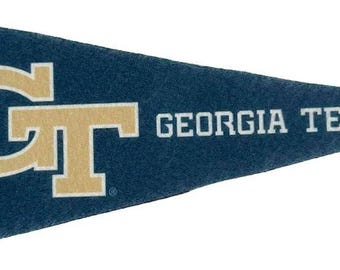 Bandeirinhas de feltro em miniatura dos Georgia Tech Yellow Jackets, 10 x 23 cm, licenciadas pela Sewing Concepts.