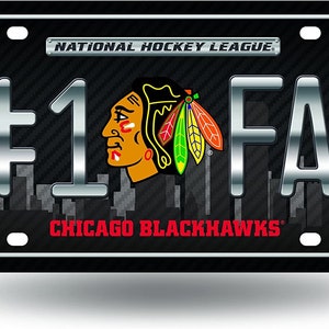 Chicago Blackhawks #1 Fan Metal License Plate - Concesso in licenza da Rico