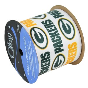 2.5インチ NFL グリーンベイ パッカーズ リボン、15 フィート、ライセンス取得 NFL Offray リボン
