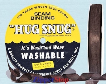 COLONIAL BROWN - Hug Snug Seam Binding Rayon Ribbon - 1/2" Wide - 100% Woven-Edge Rayon - Schiff - Made in USA