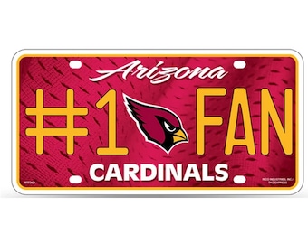 Arizona Cardinals NFL #1 Fan Metal License Plate, licensed by Rico