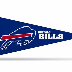 May include: A blue and red pennant with a white buffalo silhouette and the text "BUFFALO BILLS".