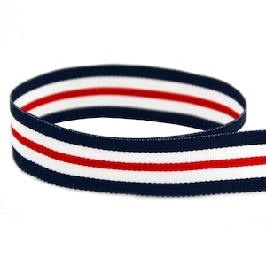 7/8" rot, weiß, Marine Grosgrain Band Streifen, nautische Streifen - hergestellt in USA