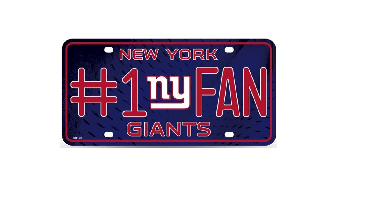 New York Giants Nfl #1 Fan Metal License Plate, Licensed By Rico