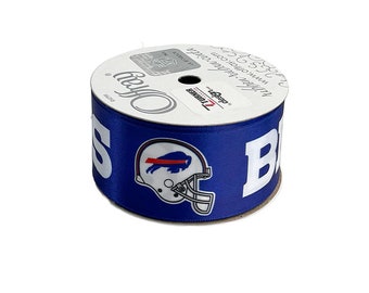 Puede incluir: Cinta azul y blanca con un logotipo de los Buffalo Bills y las palabras "Bills" y "Go Bills".