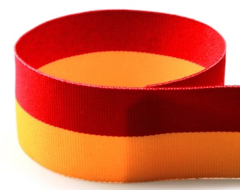 1-3/8" Red / Yellow Gold Grosgrain Ribbon Bi- Stripes