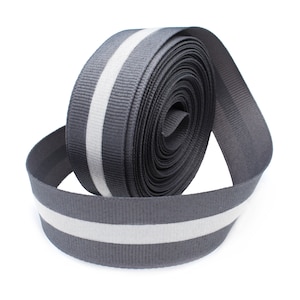 GREY Reflective Glo Grosgrain Ribbon - Silver Reflective Stripe  -100% Polyester / Sports/ Safety Ribbon