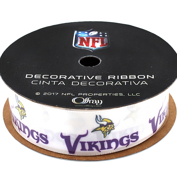 7/8" NFL Minnesota Vikings Ribbon, 9 foot spool, Licensed NFL Offray Ribbon