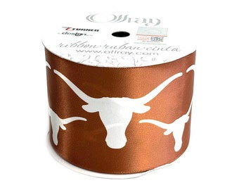 2.5" Texas Longhorns Ribbon, Licensed Offray Ribbon