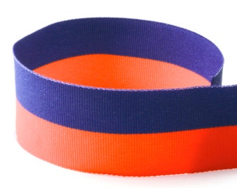 1-3/8" Royal Blue / Orange Grosgrain Ribbon Bi- Stripes