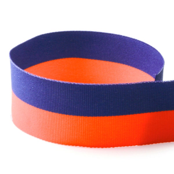 1-3/8" Royal Blue / Orange Grosgrain Ribbon Bi- Stripes