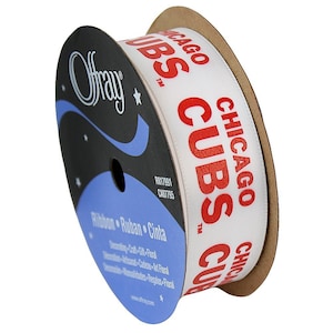 Offray MLB Chicago Cubs Ribbon, 7/8 di pollice da 9 piedi, rosso / bianco - Concesso in licenza da Offray