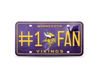 Minnesota Vikings NFL #1 Fan Metal License Plate, Licensed by Rico
