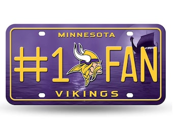 Minnesota Vikings #1 Fan Metal License Plate, Licensed by Rico