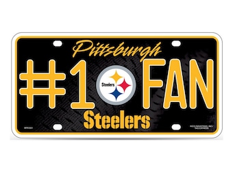 Pittsburgh Steelers NFL #1 Fan Metal License Plate, licensed by Rico
