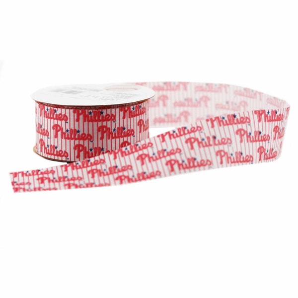 Offray MLB Philadelphia Phillies Fabric Ribbon, 1-5/16-Inch by 12-Feet, Licensed by Offray