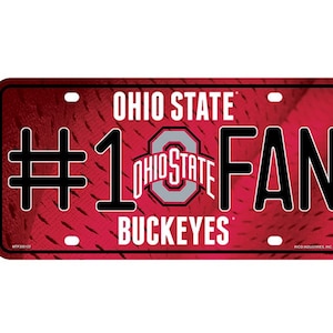 Ohio State Buckeyes NCAA #1 Fan Metal License Plate, Licensed by Rico