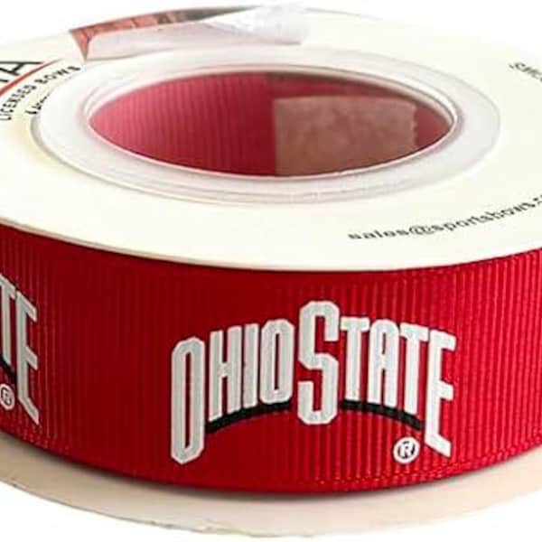 7/8 Ohio State Satin Decorative Ribbon, Licensed by USA Licensed Bows - Officially Licensed - 5 Meters (16 Feet)