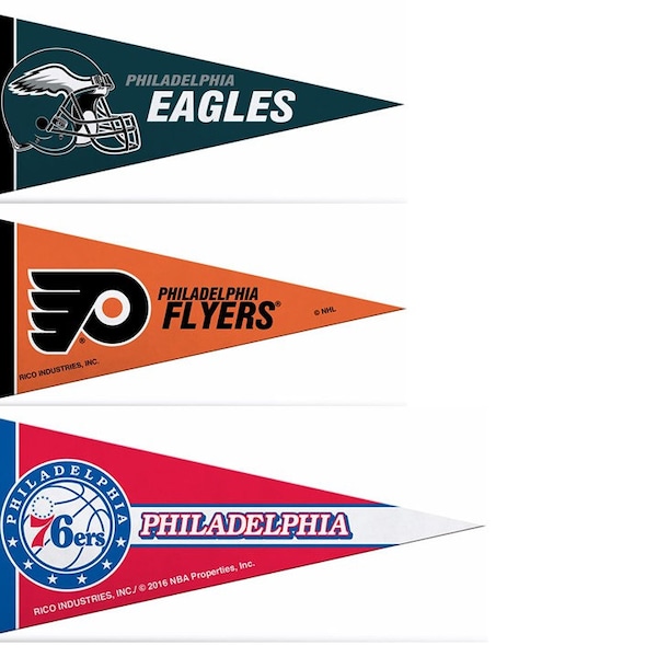 Philadelphia Officially Licensed Mini Pennants Fan Pack Set Includes Eagles, 76ers & Flyers 4" x 9" - Licensed by Rico