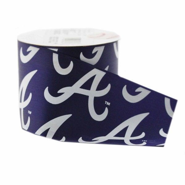 Offray MLB Atlanta Braves Fabric Ribbon, 2-1/2-Inch by 9-Feet, Blue/White - Licensed by Offray