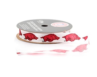 Ruban Razorbacks de l'Université de l'Arkansas 9/16", sous licence Offray - 9 pieds