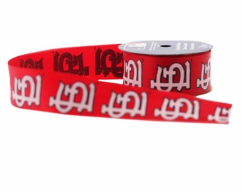 Offray MLB St. Louis Cardinals Fabric Ribbon, 1-5/16-Inch by 9-Feet, Red/White - Licensed by Offray