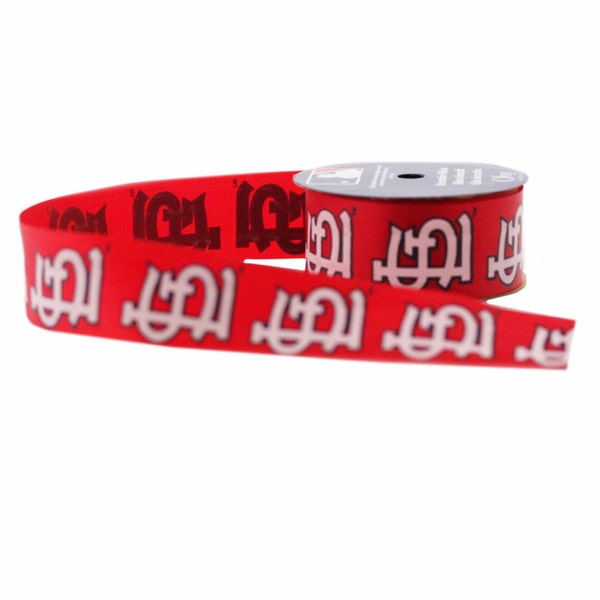 Offray MLB St. Louis Cardinals Fabric Ribbon, 1-5/16-Inch by 9-Feet, Red/White - Licensed by Offray