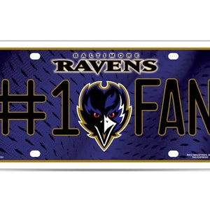 Baltimore Ravens NFL #1 Fan Metal License Plate, Licensed by Rico