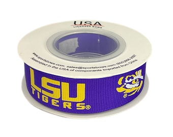 7/8" LSU Purple Satin Decorative Ribbon, Licensed by USA Licensed Bows - Officially Licensed - 5 Meters (16" Feet)