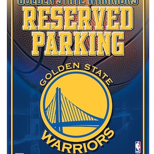 Golden State Warriors NBA 8-inch By 11-inch Metal Parking Sign Décor, Licensed by Rico