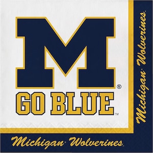 Michigan Wolverines 20-Count NCAA Paper Lunch Napkins - Officially Licensed Creative Converting