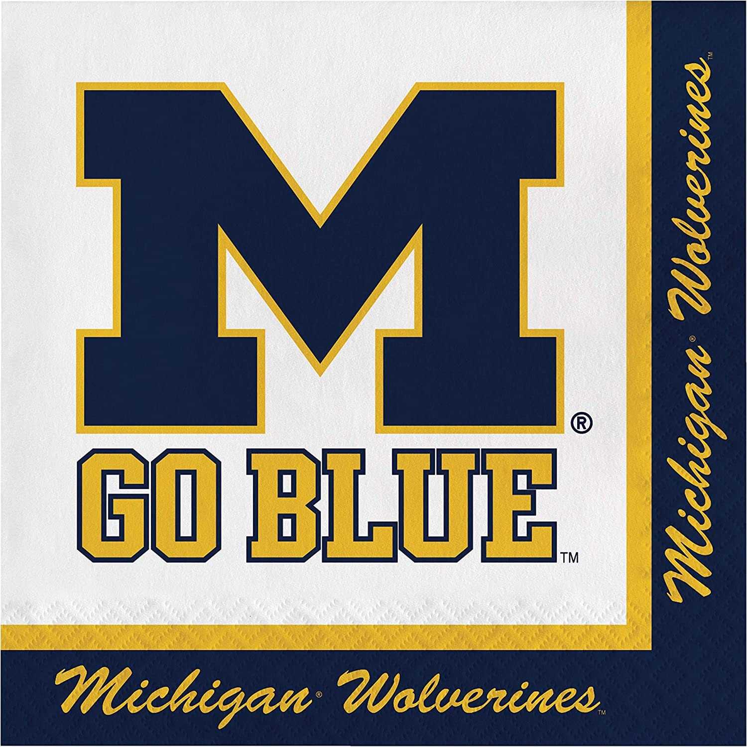 Michigan Wolverines 20-Count NCAA Paper Lunch Napkins - Officially Licensed Creative Converting
