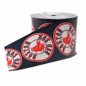 Offray MLB Boston Red Sox Fabric Ribbon, 2-1/2-Inch by 9-Feet, Blue/Red - Licensed by Offray