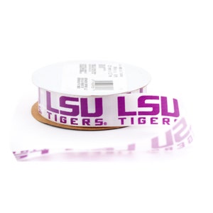 7/8" Louisiana State University (LSU) Tigers Ribbon - 9 pies - Con licencia de Offray College Ribbon