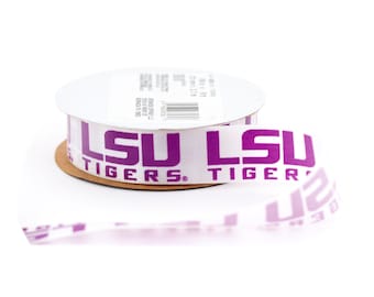 7/8" Louisiana State University (LSU) Tigers Ribbon -  9 feet - Licensed by Offray College Ribbon