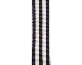 7/8" - Navy Carnival Stripe Grosgrain Ribbon - Navy & White Stripes - Offray