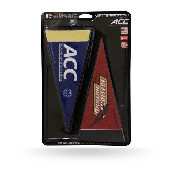 ACC Conference NCAA Felt Mini Pennant Set (All 15 teams), 4" x 9" - Licensed by Rico