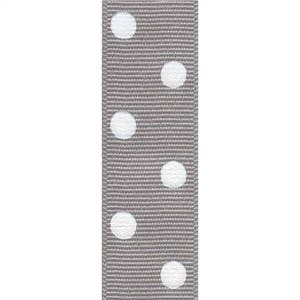 May include: Gray ribbon with white polka dots.
