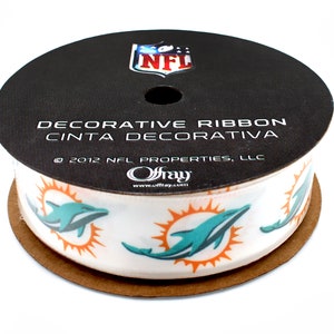 7/8&quot; NFL Miami Dolphins Ribbon, 9 foot spool, Licensed by Offray