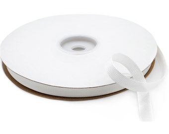 Cinta de Grosgrain de Rayón Blanco/Algodón de 3/8" - Schiff - Made in USA