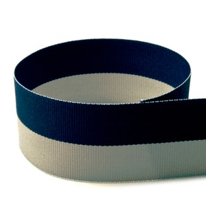 1-3/8" Granatowa/szara wstążka grosgrainowa w paski dwukolorowe - wyprodukowano w USA