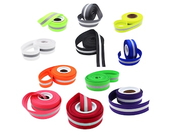 Reflective Glo Grosgrain Ribbon - Silver 3M Scotchlite 8710 Reflective Stripe   Safety Ribbon