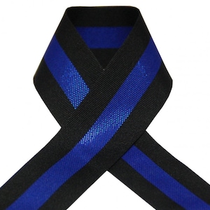 1.5&quot; Black Grosgrain with Blue Sparkle Stripe - Made in USA