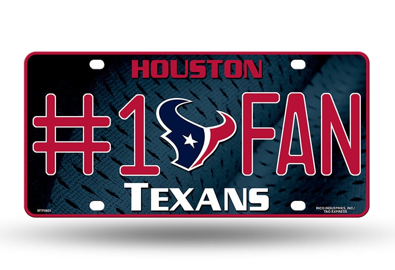 Houston Texans Nfl #1 Fan Metal License Plate/ Auto Tag - Licensed By Rico