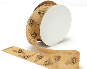 1-1/2" Offray Natural Bees Taffeta Craft Ribbon