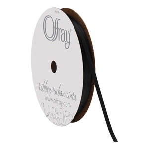 1/8&quot; Dainty Black DF Satin Ribbon - Offray - Made in USA / Double Face Satin - Narrow Ribbon