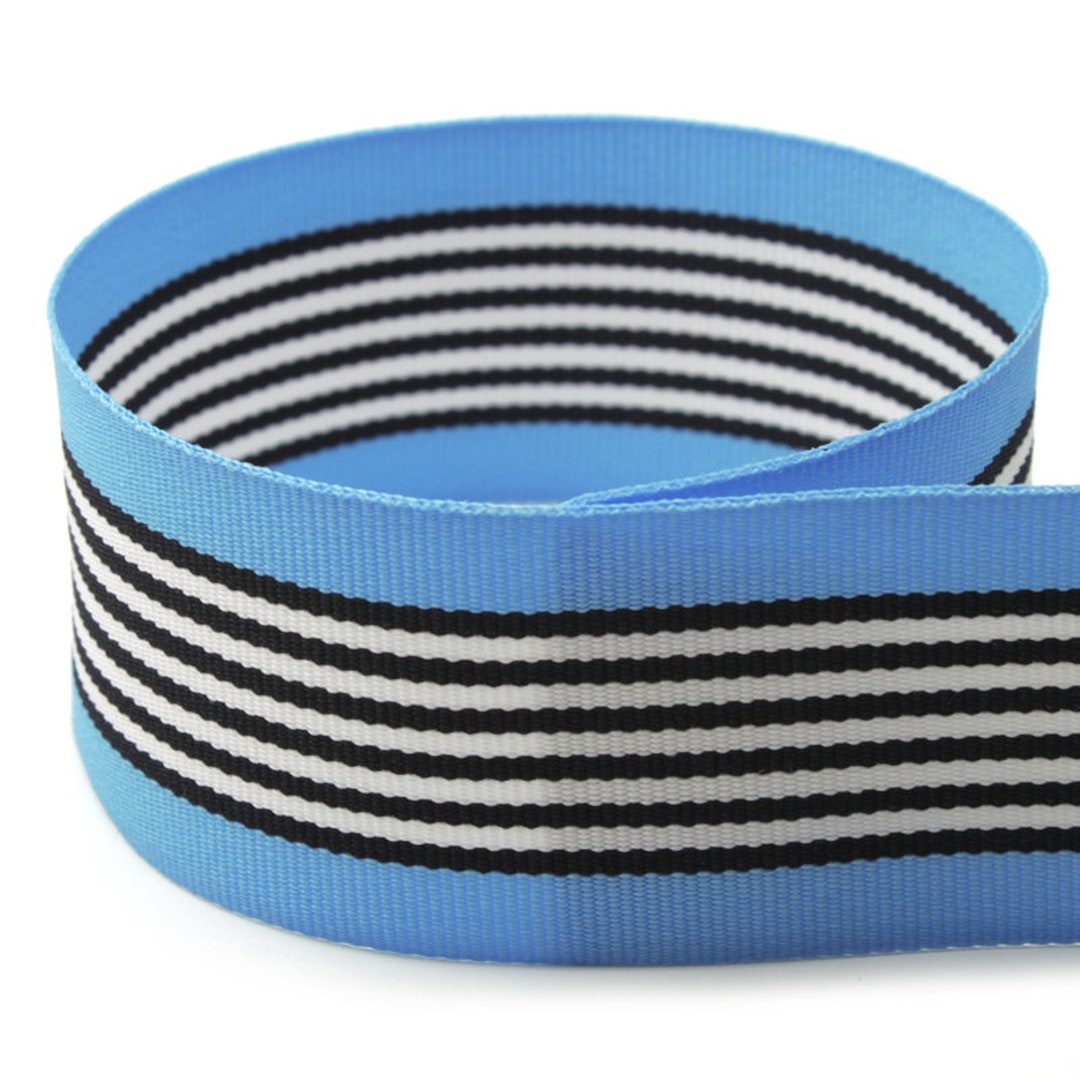 1.5 Black & White Stripes With Blue Grosgrain Ribbon - Etsy