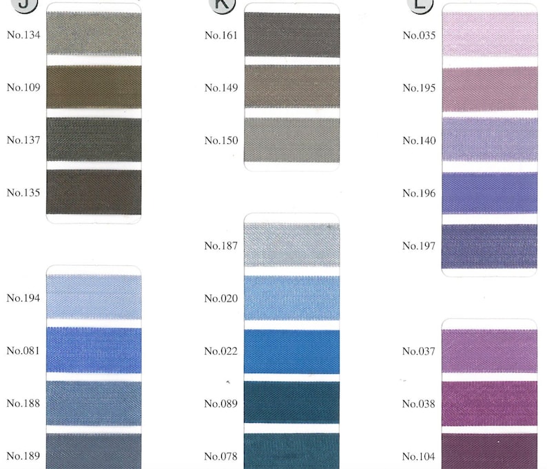 Hug Snug Seam Binding Color Chart