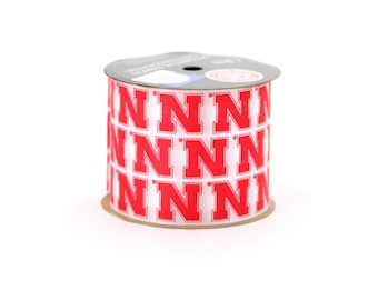 2.5" Nebraska University Cornhuskers Ribbon, Licensed by Offray   - 9 feet