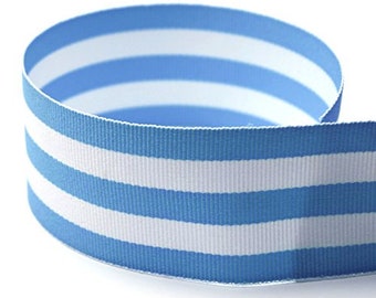 1.5" Baby Blue & White Mono Stripe Grosgrain Ribbon- Made in USA